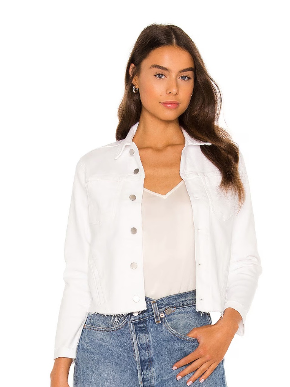 lola jeans white cropped denim jacket